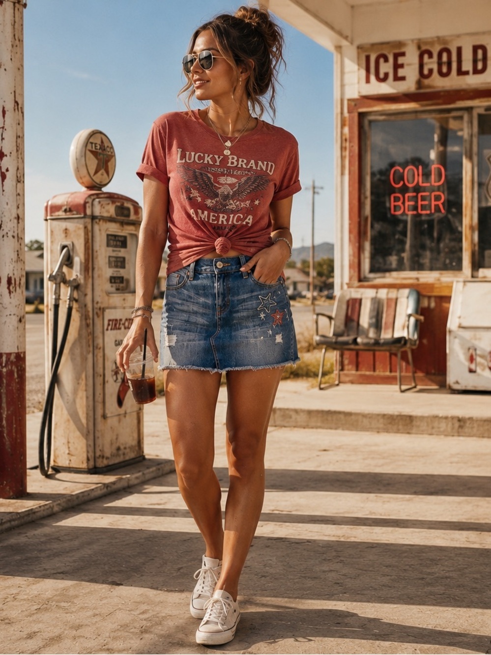 Lucky Brand Sea Star Mini Skirt in a classic medium wash denim size 14